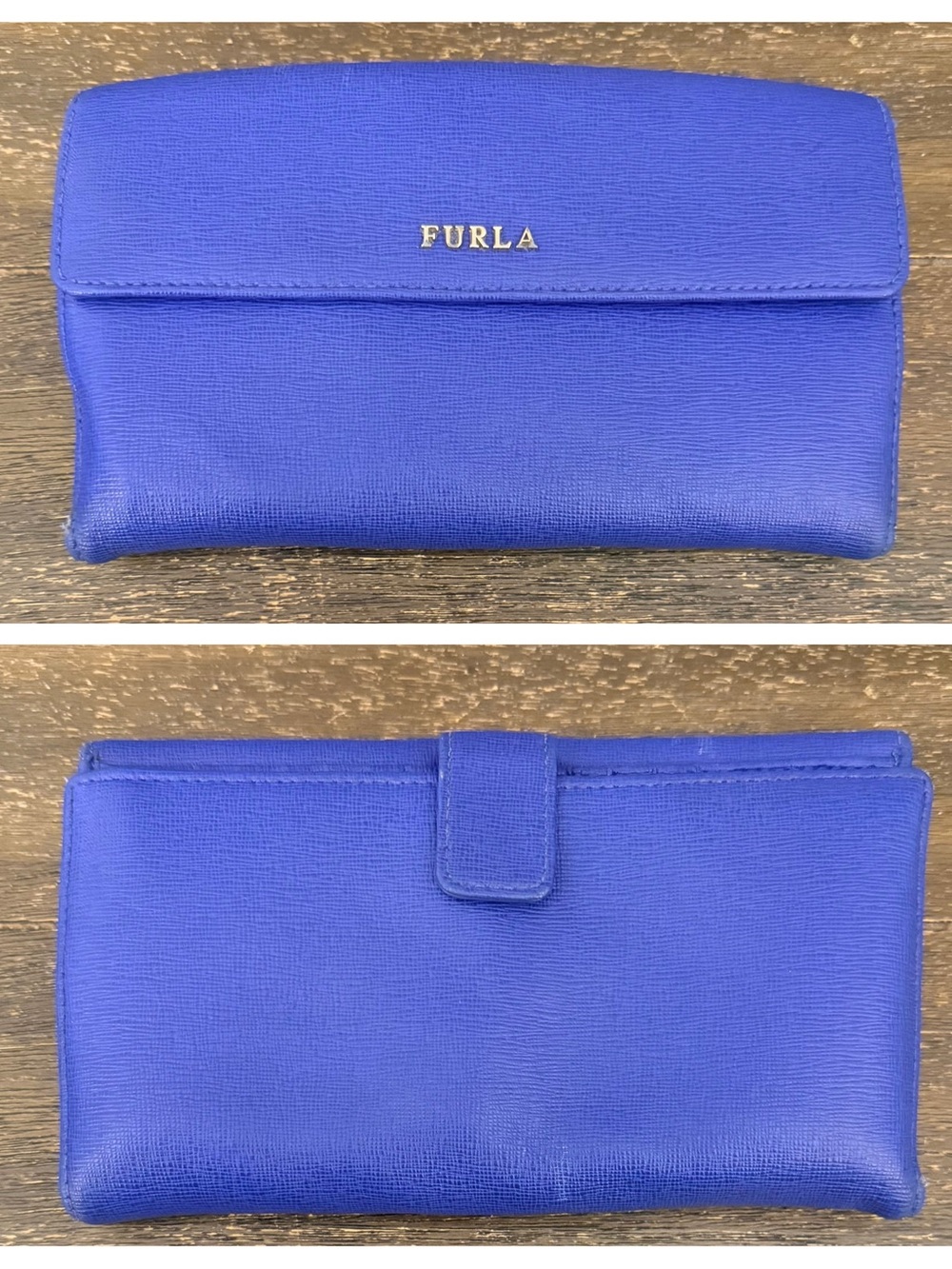 FURLA Royal Blue Saffiano Leather Long Continental Flap Wallet Organizer
